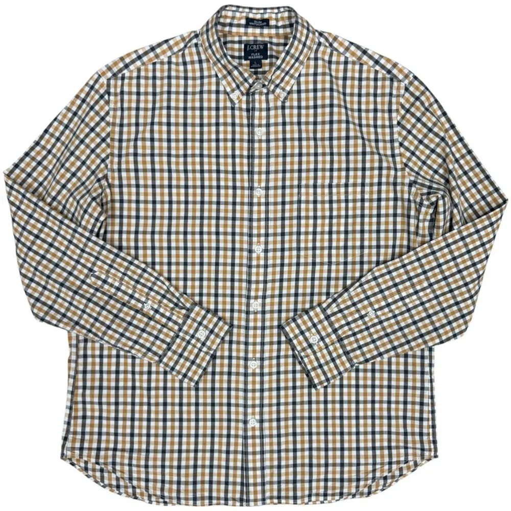 EUC Men's J. CREW‎ Flex Washed Slim Untucked Button-down Dress Shirt | Size L